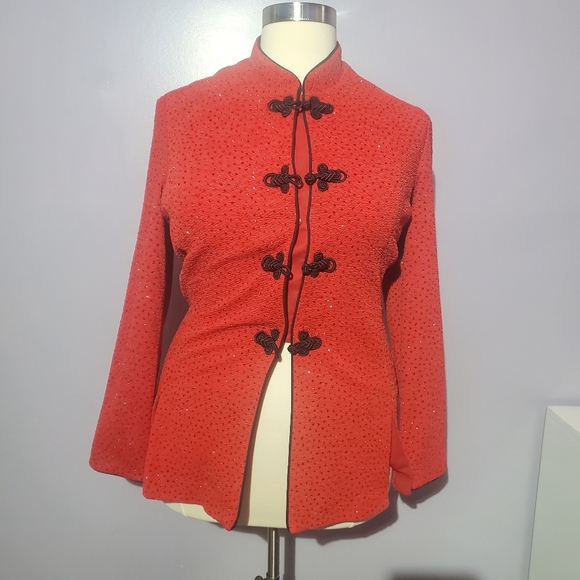R&M Richards Jackets & Blazers - R&M Richards red glitter jacket